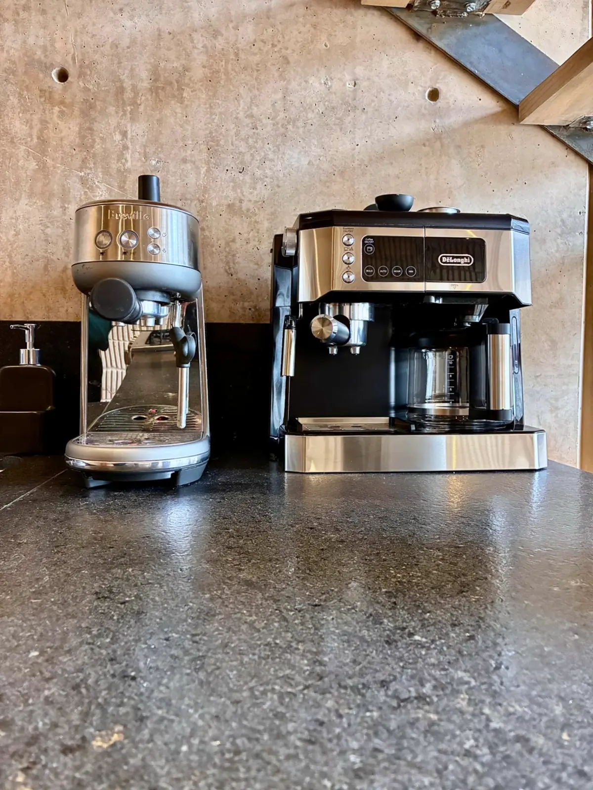 KIN, The coffee bar: Breville and De’Longhi